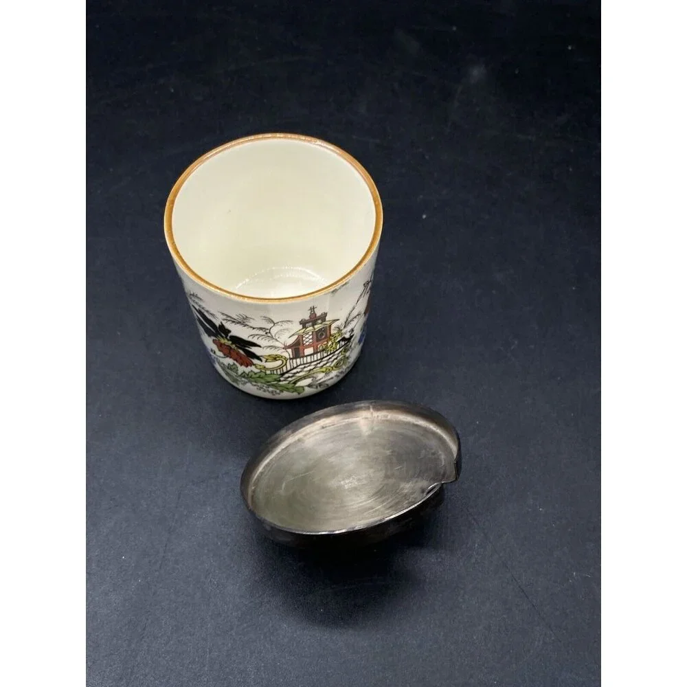 Pagoda Sandland Hanley Staffordshire Lidded Jam England No Spoon